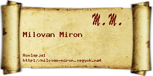 Milovan Miron névjegykártya